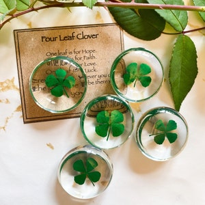 Four Leaf Clover Crystal Resin Luck, Good Fortune & Success image 1