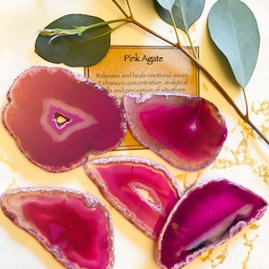 Pink Agate Crystal Slice - Protection, Healing & Self-Confidence