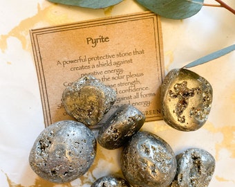 Pyrite Crystal Tumbled Stone - Strength, Energy & Willpower