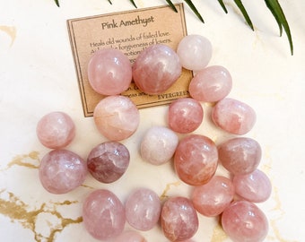 Pink Amethyst Crystal Tumbled Stone - Healing, Understanding & Calm