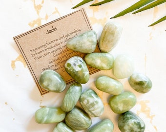 Dark Jade Crystal Tumbled Stone - Fortune,  Grounding & Serenity