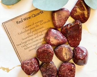 Red Wine Quartz Crystal Tumbled Stone - Life, Energy & New Beginnings