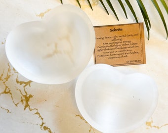 Selenite Crystal Heart Trinket Dish - Protection, Harmony & Healing