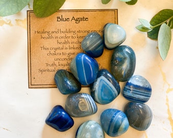 Blue Agate Crystal Tumbled Stone - Love, Truth & Loyalty