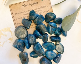 Blue Apatite Crystal Tumbled Stone - Motivation, Ambition & Self-Confidence