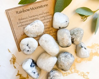 Rainbow Moonstone Crystal Tumbled Stone - Balance, Harmony & Hope