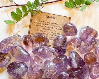 Ametrine Crystal Tumbled Stone - Balance, Stability & Creativity