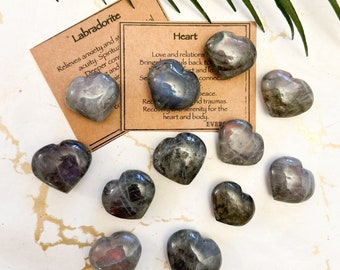 Labradorite Crystal Heart 25mm-30mm - Stress & Anxiety Relief