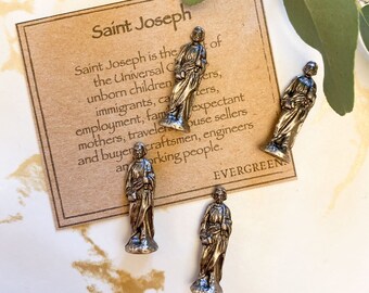 Saint Joseph Pewter Figurine - Protection For Travellers, Craftsmen & Working People