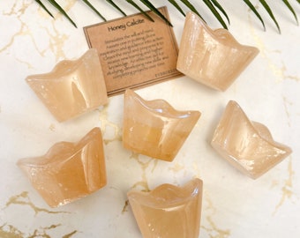 Honey Calcite Crystal Yuanbao Carving - Inspiration, Guidance & Knowledge