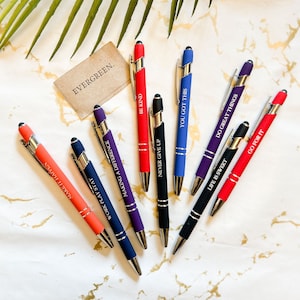 10 Pieces Office Pens Ballpoint Pen Funny Quotes Inspirational Pen with Stylus Tip Motivational Messages Pen Metal Black Ink Pens Encouraging Stylus