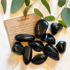 Black Tourmaline Crystal Tumbled Stone - Positivity, Grounding & Energy