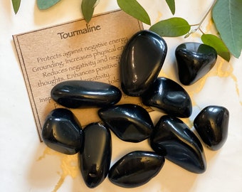 Black Tourmaline Crystal Tumbled Stone - Positivity, Grounding & Energy