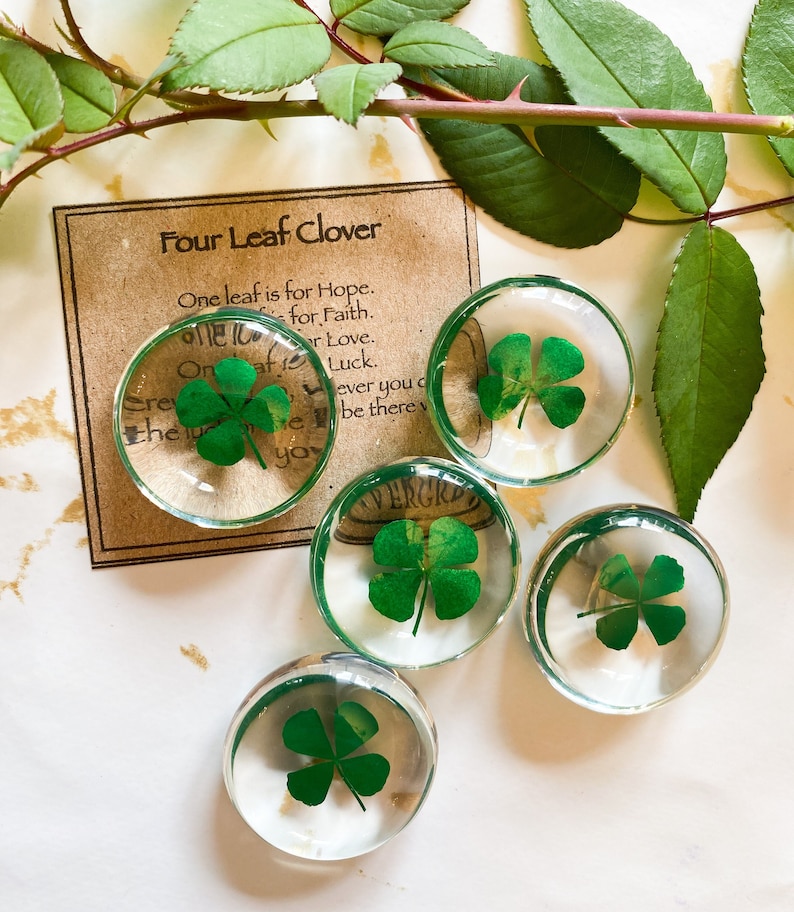 Four Leaf Clover Crystal Resin Luck, Good Fortune & Success image 1