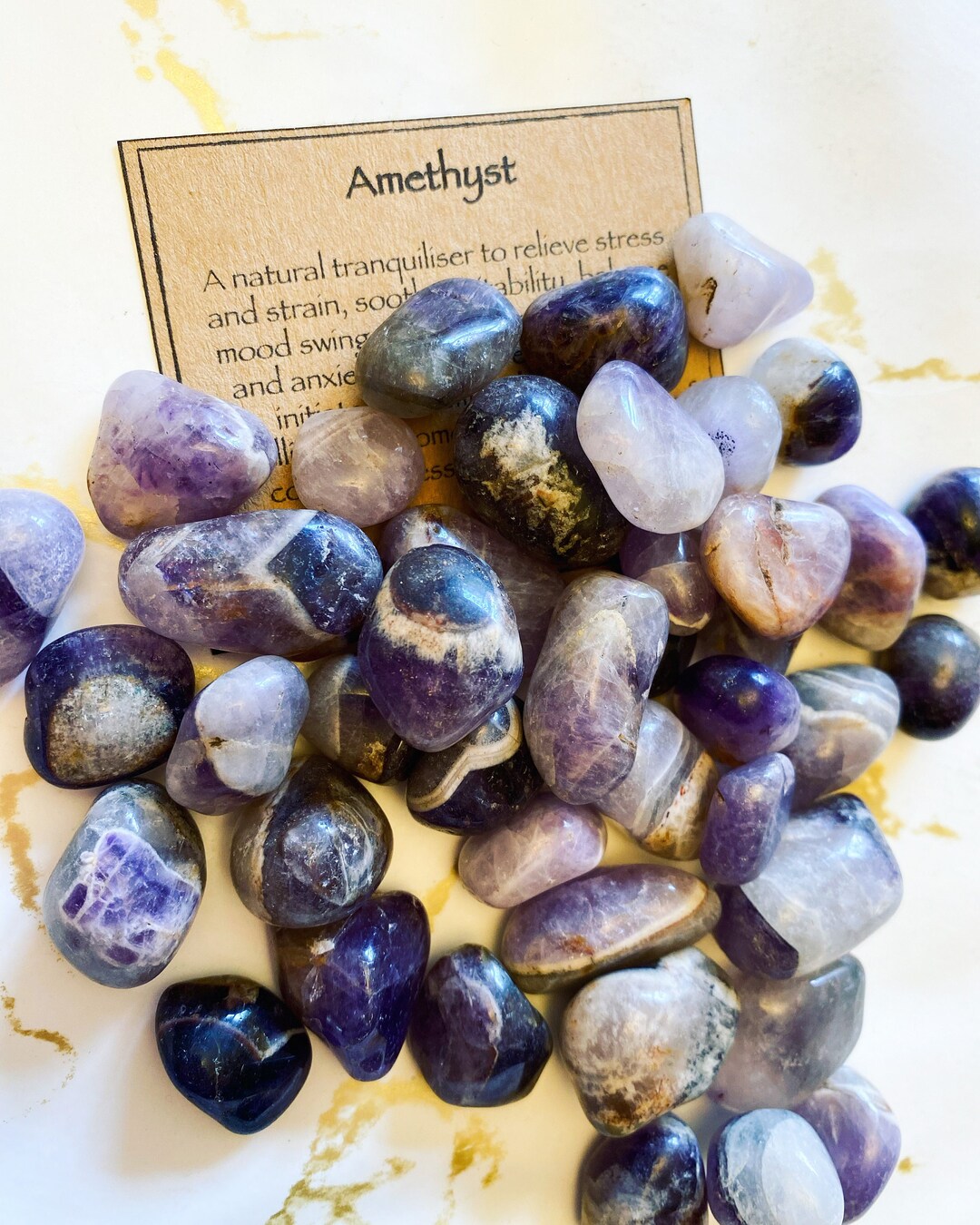 Amethyst Crystal Tumbled Stone Stress Relief, Contentment & Wisdom - Etsy