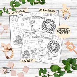 Baby Shower Activity Placemat, Printable Placemat for Kids, Coloring Activity Sheet, Party favor