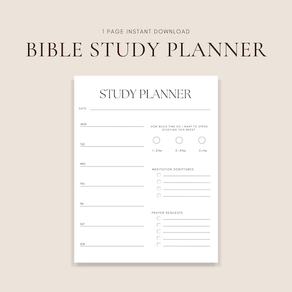 Weekly Bible Study Planner Printable | PDF Download, Christian Printable,  Christian Planner