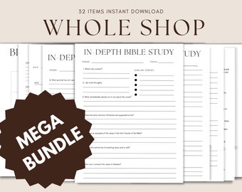 Bible Study Notes Bundle, Christian Printable (Digital Download)