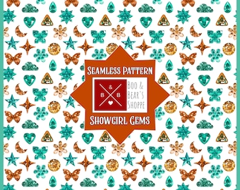 Showgirl Seamless File, Life of Seamless Pattern, Orange and Teal Seamless File, Girly Seamless File, Gemstone Seamless File, PNG, JPG