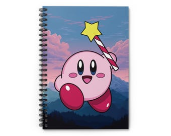 Caderno do Kirby - Caderno Espiral com Linhas Pautadas, Arte de Fã do Kirby