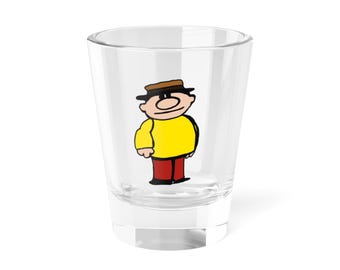 Copo de dose retrô "Pequeno Super-Homem" de 44 ml | Presentes nostálgicos dos anos 80 | Vila Sésamo vintage