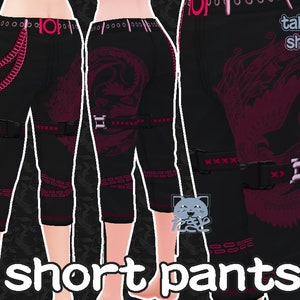 ピンクと黒の柄のショーツ Pink and black patterned shorts