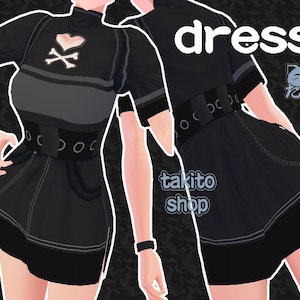 ハートのドレス、ダークグレー Dress with heart, dark gray