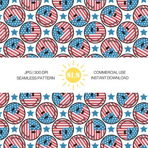 Freedom Faces Seamless File | Digital Design | 4th of July | smile | flag faces | Independence Day | Fourth of July seamless