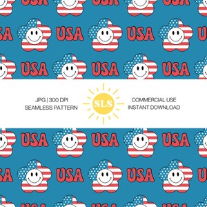 Freedom Faces Seamless File | Digital Design | 4th of July | smile | flag faces | Independence Day | Fourth of July seamless