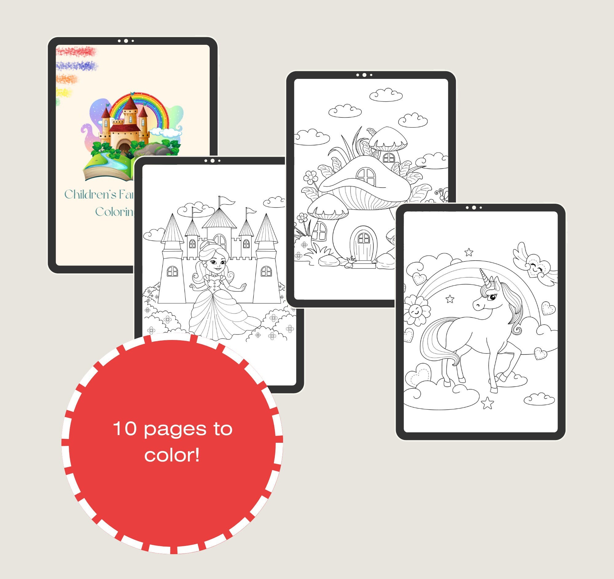 Children's Fantasy Coloring Book Digital Download Coloring Book - Etsy