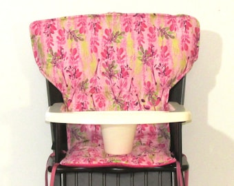 elegant highchair replacement pad, Newport Eddie Bauer, pink with gold metallic nursery accessory