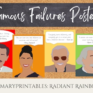 Famous Failures Posters - Inspirational Posters - Classroom Decor - Radiant Rainbow - Digital Dowload - Growth Mindset Display