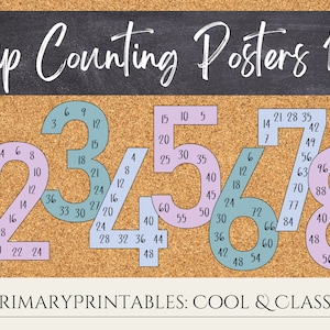 Skip Counting Posters - Number Multiples - Math Posters - Classroom Decor - Cool & Classy - Digital Dowload
