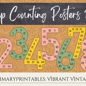 Skip Counting Posters - Number Multiples - Math Posters - Classroom Decor - Vibrant Vintage - Digital Dowload