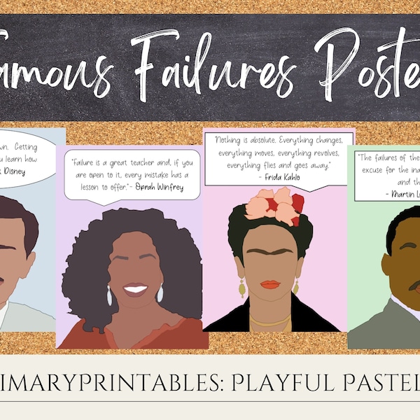 Famous Failures Posters - Inspirational Posters - Classroom Decor - Playful Pastels - Digital Dowload - Growth Mindset Display