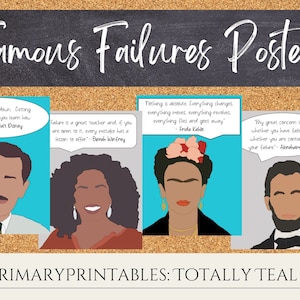 Famous Failures Posters - Inspirational Posters - Classroom Decor - Totally Teal - Digital Dowload - Growth Mindset Display
