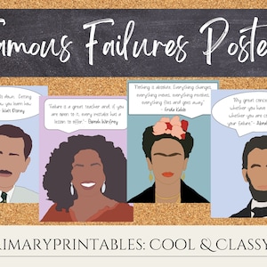 Famous Failures Posters - Inspirational Posters - Classroom Decor - Cool & Classy - Digital Dowload - Growth Mindset Display