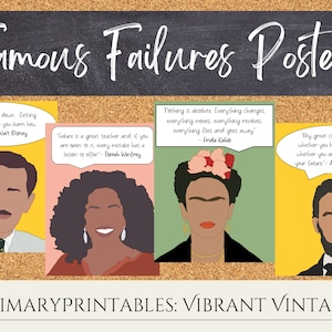 Famous Failures Posters - Inspirational Posters - Classroom Decor - Vibrant Vintage - Digital Dowload - Growth Mindset Display