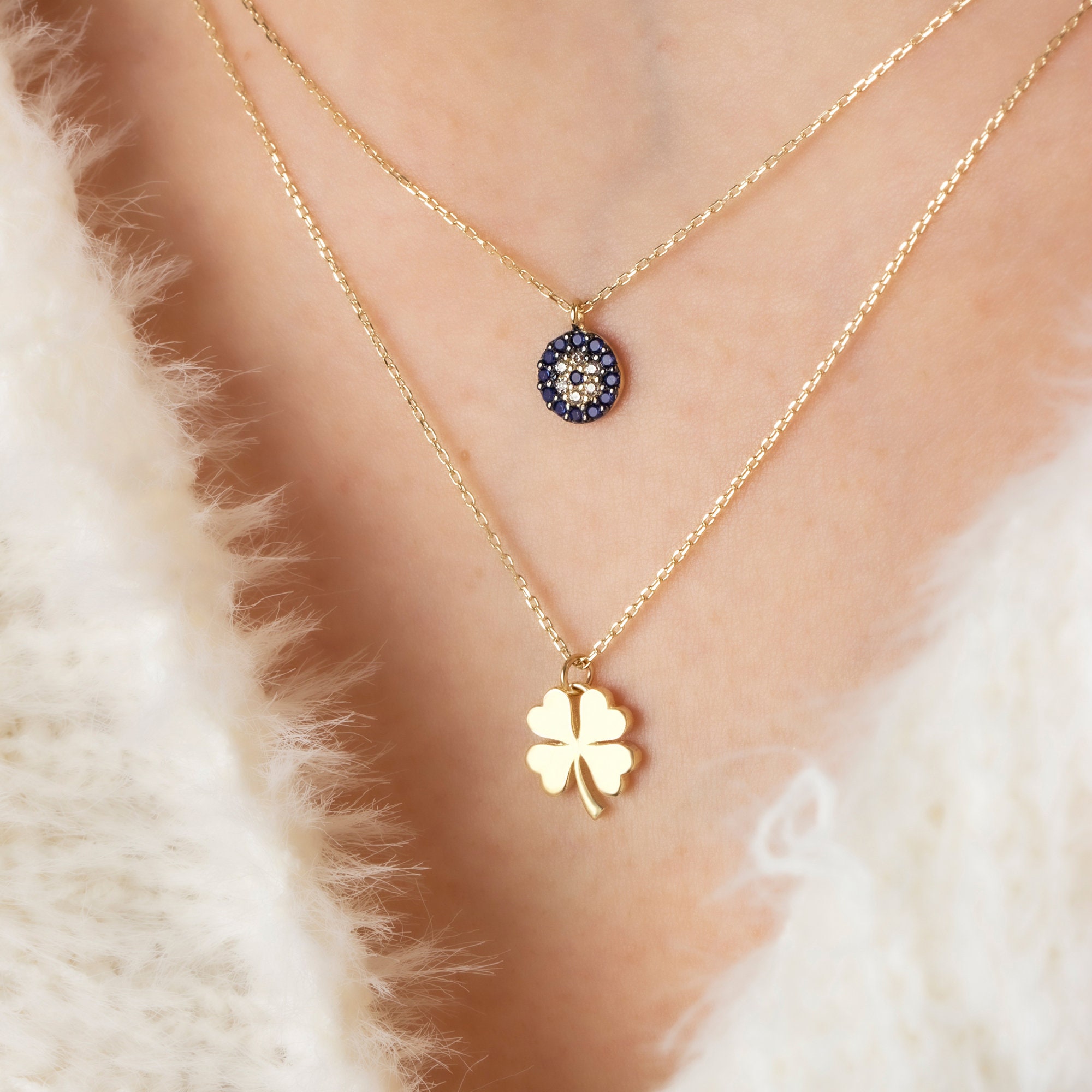 Clover Two Layer Necklace - Etsy