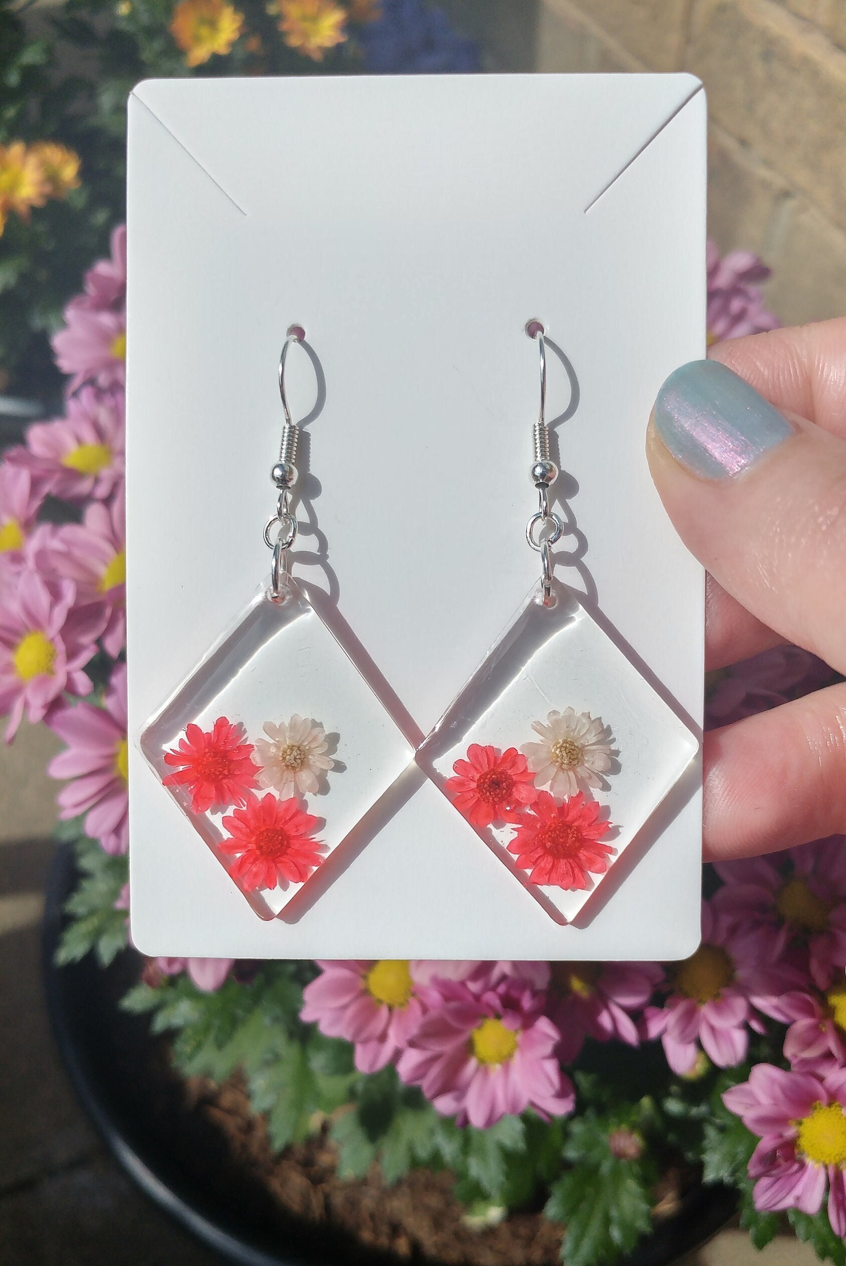 Clear resin earrings clearance