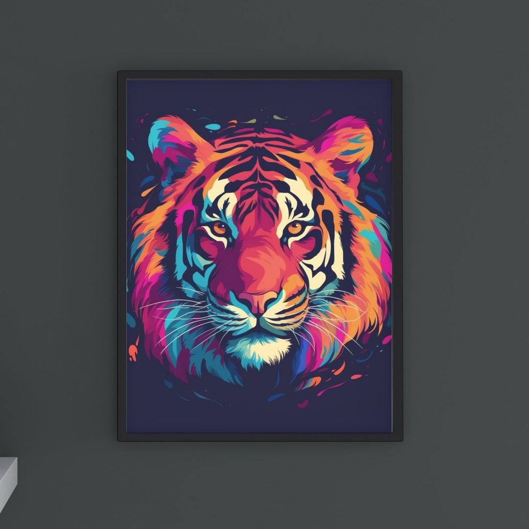 Colorful Tiger Art Print Digital Download Modern Art Tiger Wall Art