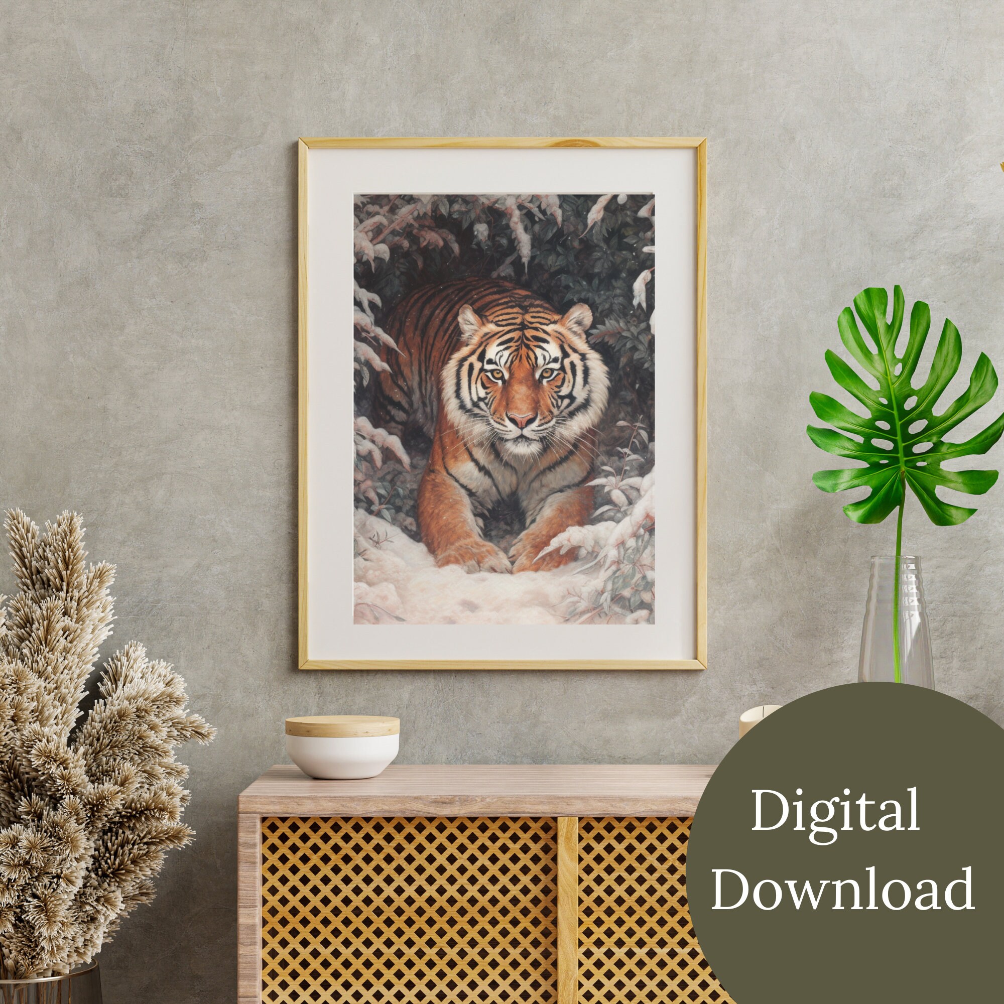 Tiger Art Print Tiger Wall Art Snowy Landscape Art Print Tiger Home