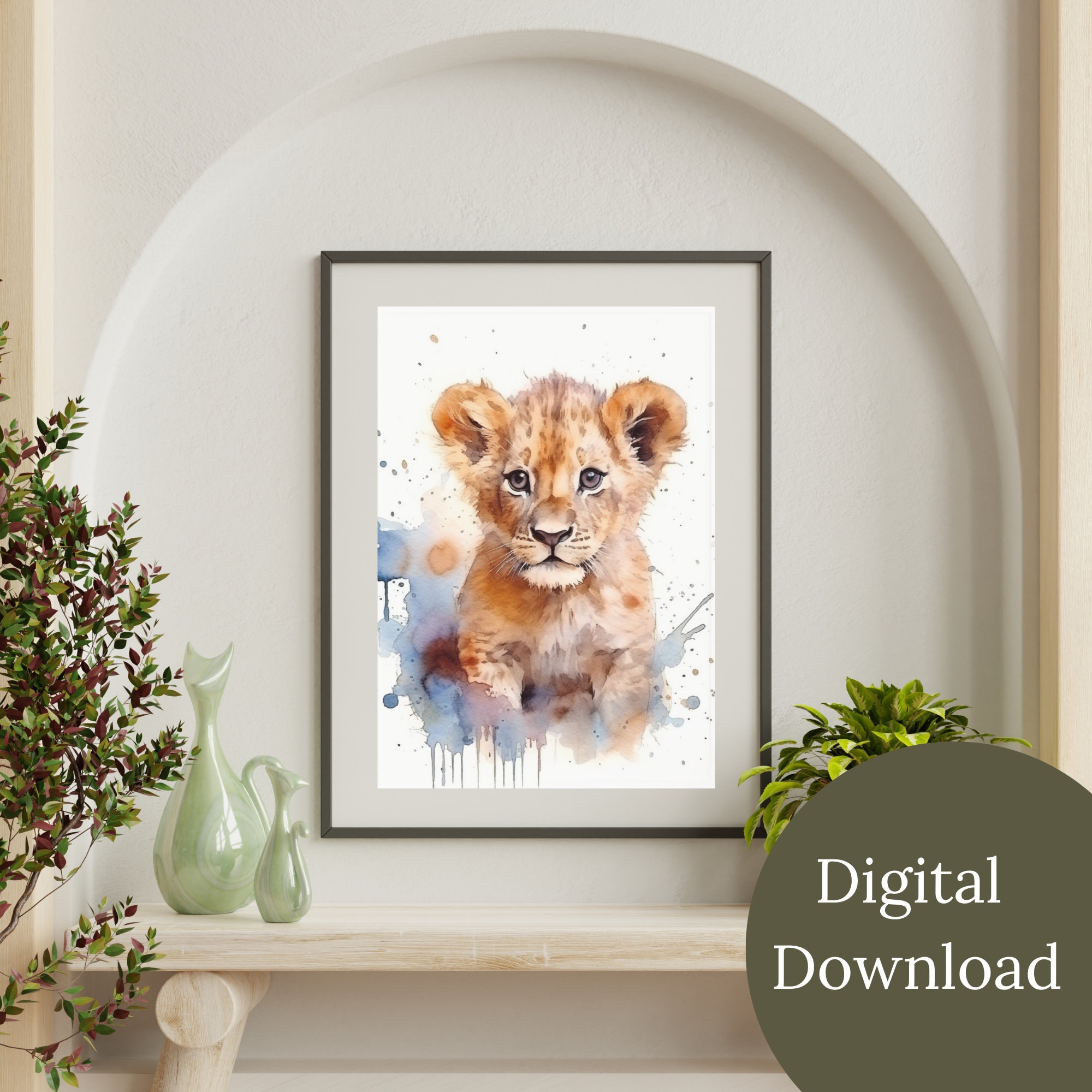 Cub Prints Lion Cub Art Print Lion Cub Wall Art Lion Artwork for Home Wildlife ...