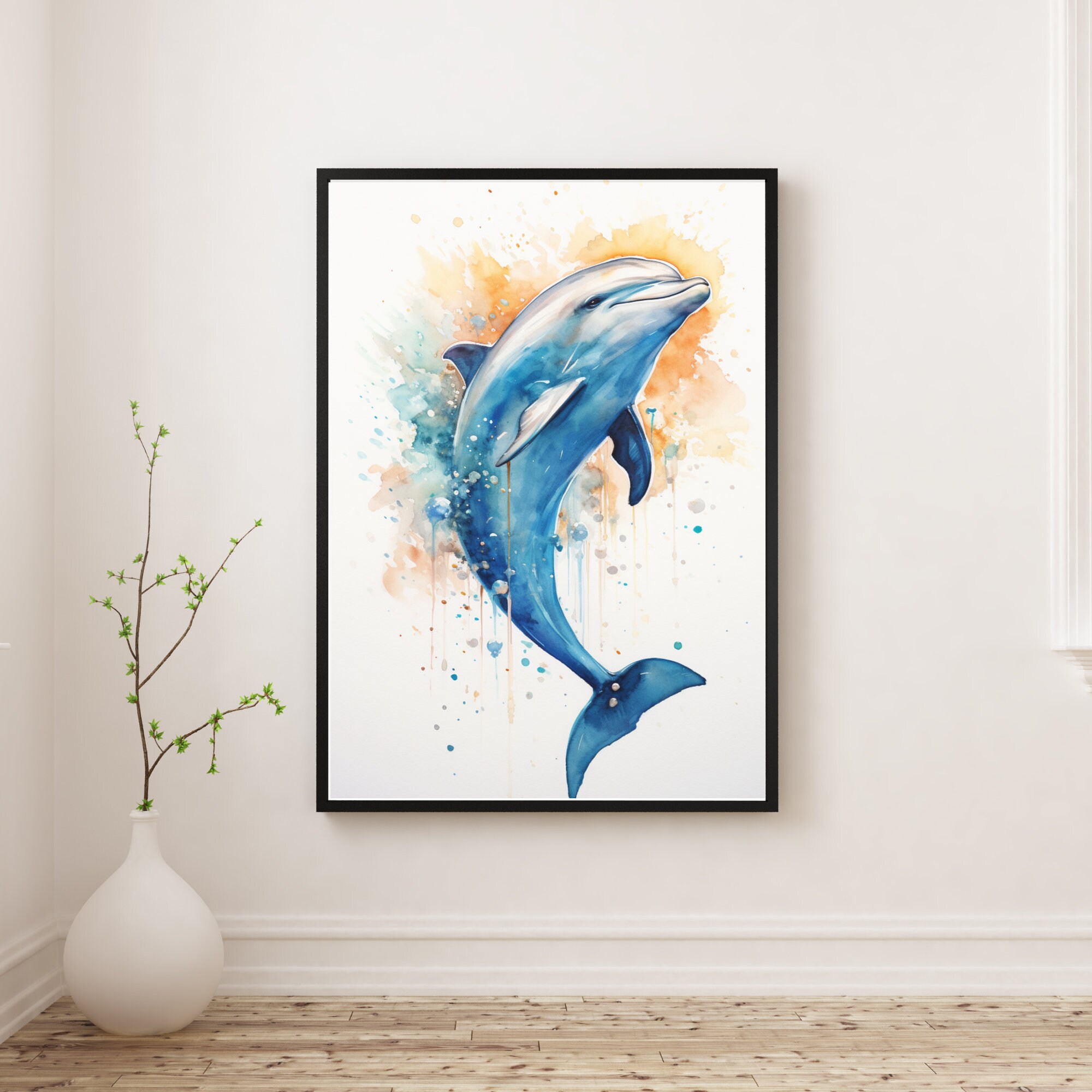 Colorful Dolphin Wall Art Ocean Themed Wall Art for Home Office Decor