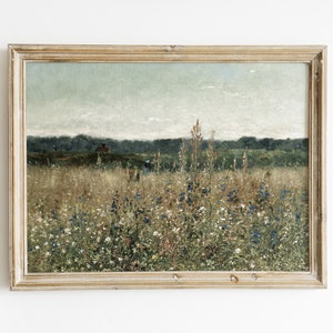 Vintage  Wildflowers Field | Spring Meadow Art Oil Painting | Antique WildFlower Field | Country Oil Painting | Digital And Printable Art