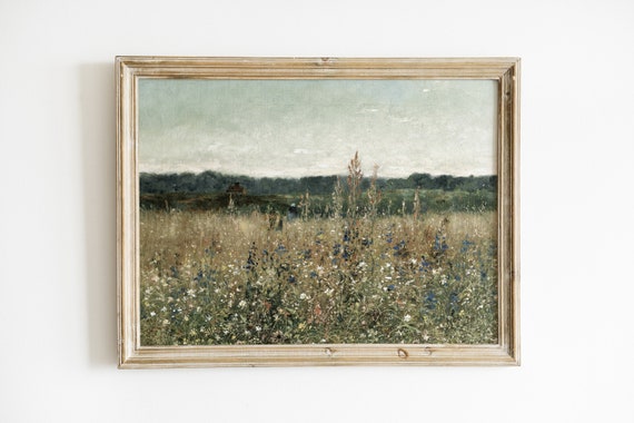 Vintage Wildflower Field Oil Painting | Spring Meadow Art (Digital Download)