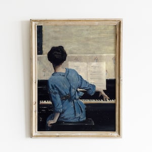 Vintage Pianist Portrait | Musical Wall Art | Retro Woman Playing Piano | Music Enthusiast&#39;s Delight | Digital Print Download