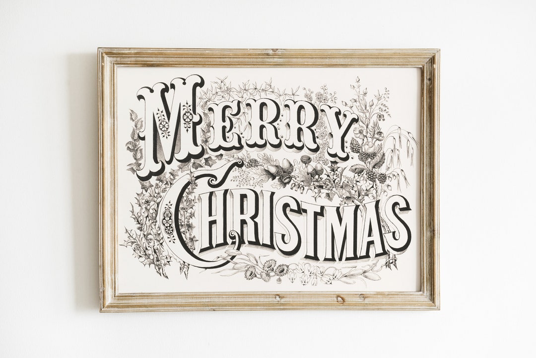 Vintage Printable Merry Christmas | Vintage Lithograph Christmas ...