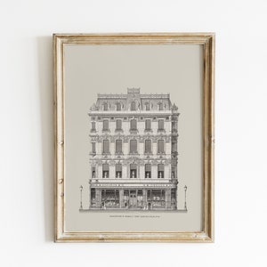 Arquitectura vintage en Piccadilly Circus / London Sketch Drawing / Line Art / Vintage Graphite Drawing / Minimalistic Wall Art / Imprimible
