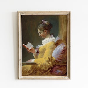 Vintage Portrait Victorian Woman Reading | Antique Lady Reading Book | Antique European Oil Painting | Instant Download | Printable Art